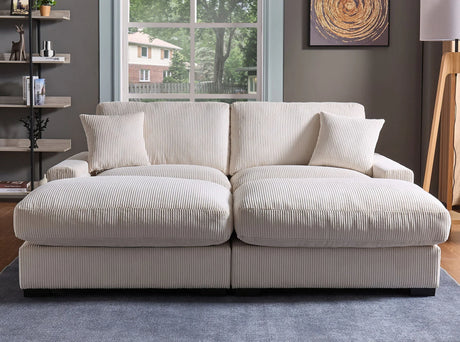4 Seater Oversized Sectional Sofa With 2 Ottoman And 2 Pillows - Furniture Home Direct