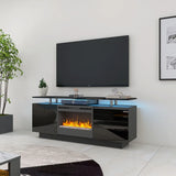 Large TV Cabinet With Fireplace Can Heating Change Color 9 Models 8 Levels Have LED Light - Black - Furniture Home Direct