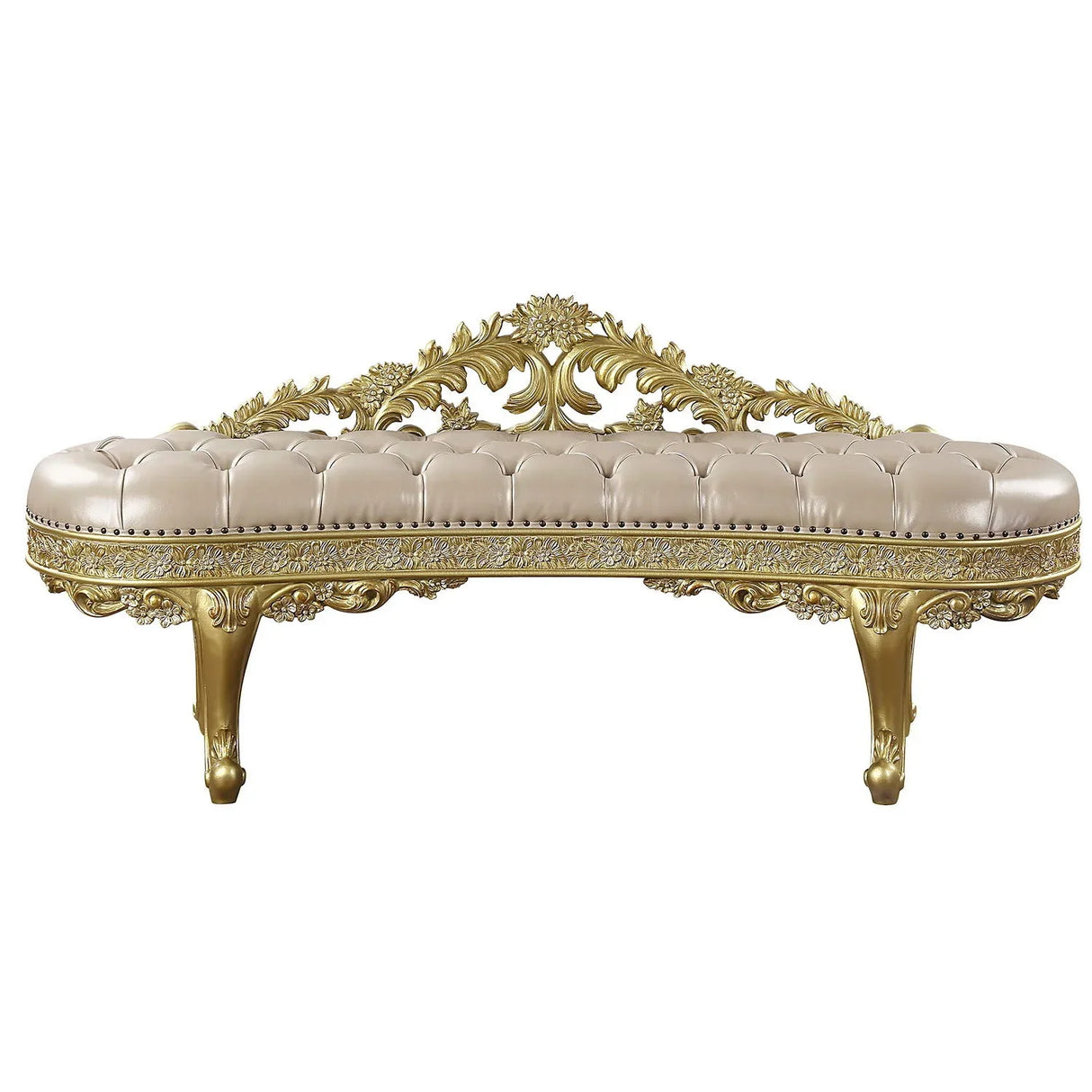 Cabriole - Synthetic Leather Bench - Gold - Furniture Home Direct