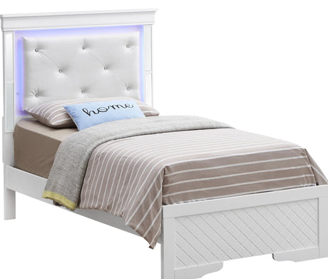 Bed With LED Light Accents Headboard - Furniture Home Direct