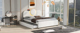 Queen Bed Upholstered Platform With Storage Drawers White - Furniture Home Direct