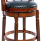 Swivel Cow Top Leather Wooden Bar Stool, 360 Degree Swivel Bar Height Chair With Backs For Home Kitchen Counter - Furniture Home Direct