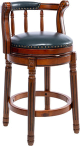 Swivel Cow Top Leather Wooden Bar Stool, 360 Degree Swivel Bar Height Chair With Backs For Home Kitchen Counter - Furniture Home Direct