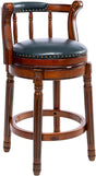 Swivel Cow Top Leather Wooden Bar Stool, 360 Degree Swivel Bar Height Chair With Backs For Home Kitchen Counter - Furniture Home Direct