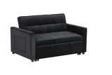 Maeve - Velvet Convertible Sleeper Loveseat With Tufting and Side Pocket - Black - Furniture Home Direct