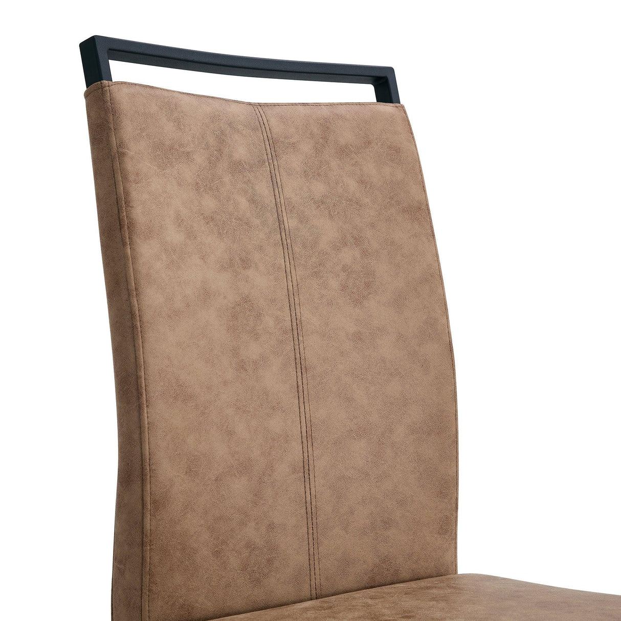 Dining Chairs Upholstered Modern Cantilever Steel Brown - Furniture Home Direct