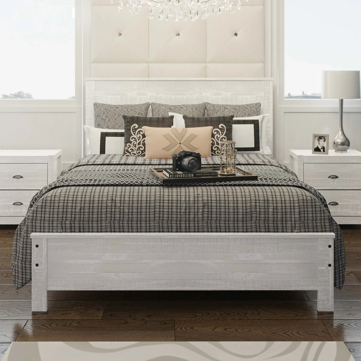 Albany - Bed Frame With Headboard, Heavy Duty Modern Rustic Design - Furniture Home Direct