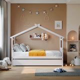 Wooden House Bed With Twin Size Trundle - Furniture Home Direct