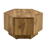 Coffee Table Hexagonal Drawer Unit Sleek Natural Wood - Furniture Home Direct