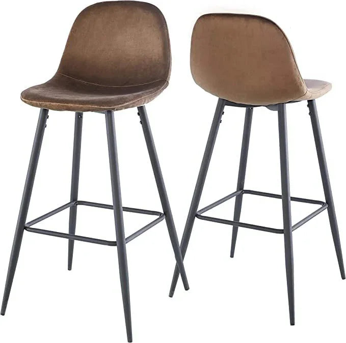 Velvet Barstool With Back (Set of 2) - Furniture Home Direct