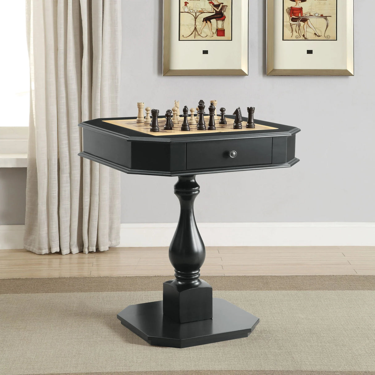 Bishop - Reversible Chess Checker Game Table With Game Tray (Chess Fingures Not Included) - Furniture Home Direct