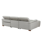 Genuine Leather Power Reclining Sectional - Light Gray - Furniture Home Direct