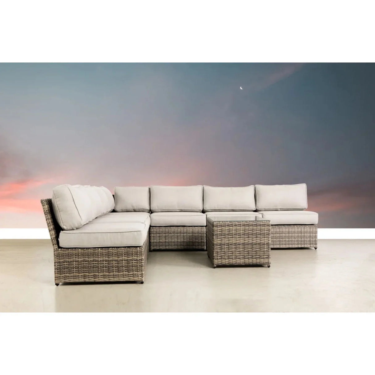 Comfortable Modern Patio Rattan Sectional Set With Cushions - Furniture Home Direct