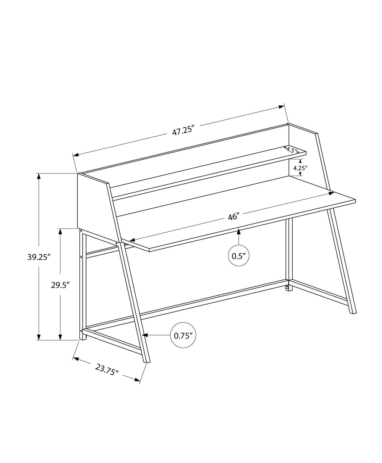 Computer Desk For Home Office Laptop, Storage Shelves, Contemporary & Modern - Furniture Home Direct