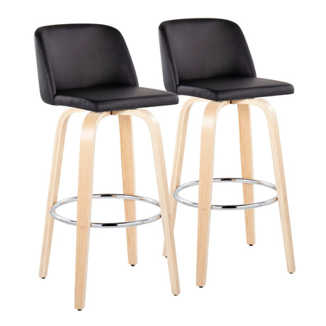 Toriano - Contemporary Fixed Height Barstool & Swivel With Round Footrest (Set of 2) - Furniture Home Direct