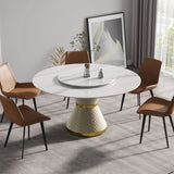 Modern Artificial Stone Round Carbon Steel Base Dining Table Stone Turntable - Furniture Home Direct
