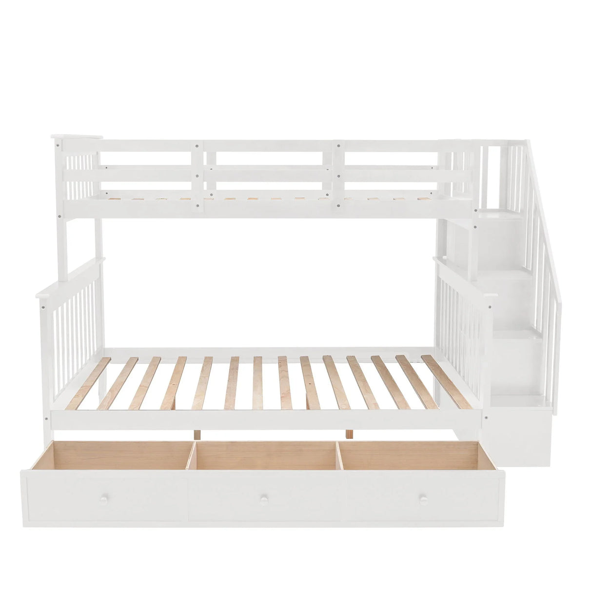 Stairway Bunk Bed With Storage And Guard Rail For Bedroom - Furniture Home Direct