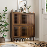 Medieval Modern Shoe Cabinet With 2 Flip Drawers And Fence Design - Furniture Home Direct