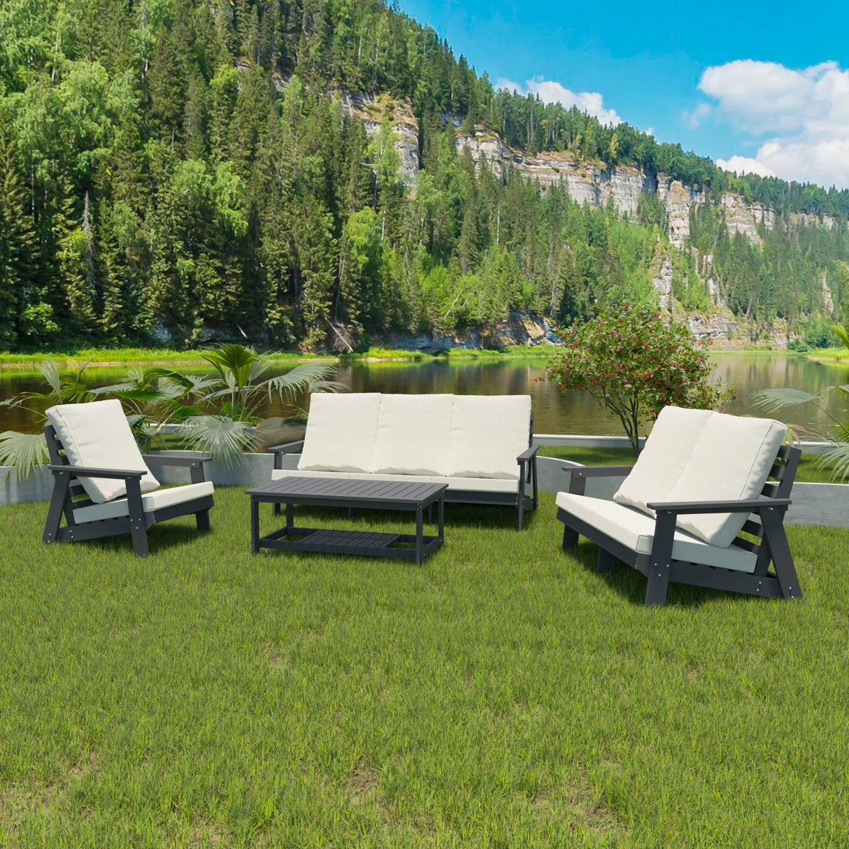 Outdoor Patio Sofa - Beige - Furniture Home Direct