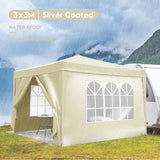 10'X10' Folding Canopy With 4 Removable Sidewalls Outdoor Event Shelter UPF 50+ Gazebo Portable Tents For Parties Beach Camping Wedding Ez Pop Up Canopy 4 Pieces Weight Bag + Carry Bag - Furniture Home Direct