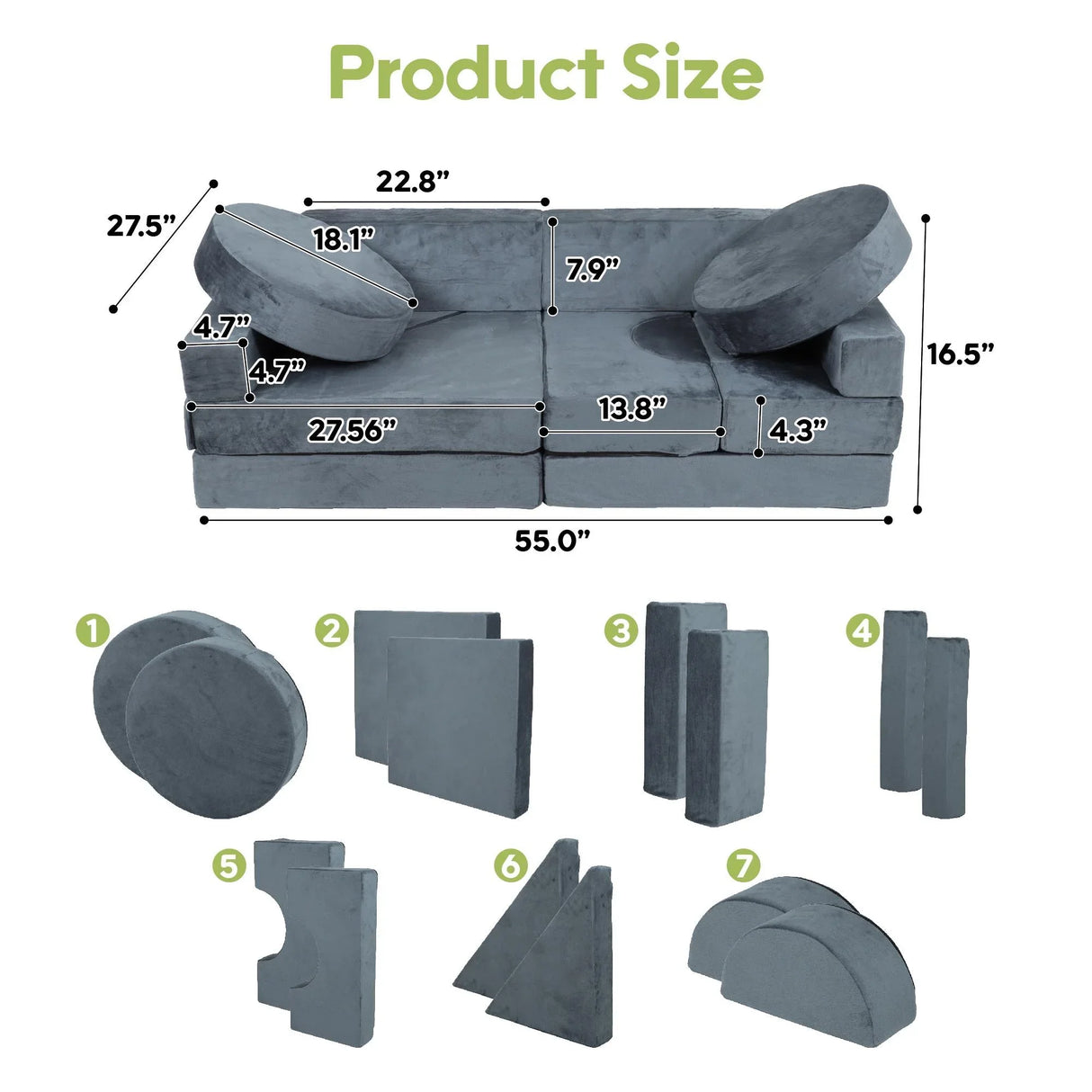 Kids Sofa Modular Play Couch, Child Sectional Sofa To Boost Creativity - Furniture Home Direct