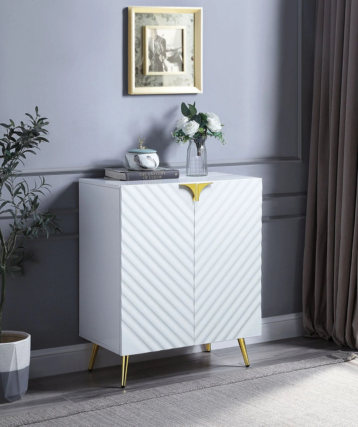 Gaines - High Gloss Console Cabinet - White - Furniture Home Direct