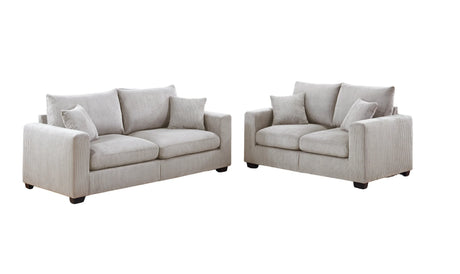 Classic Living Room Set With Pillows - Ivory - Furniture Home Direct