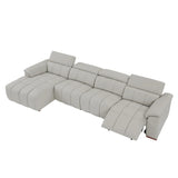 Leather Reclining Sectional with USB Port - Light Gray - Furniture Home Direct