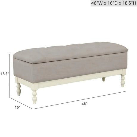 Tufted Storage Bench With Soft Close Lid - Light Gray / Cream - Furniture Home Direct