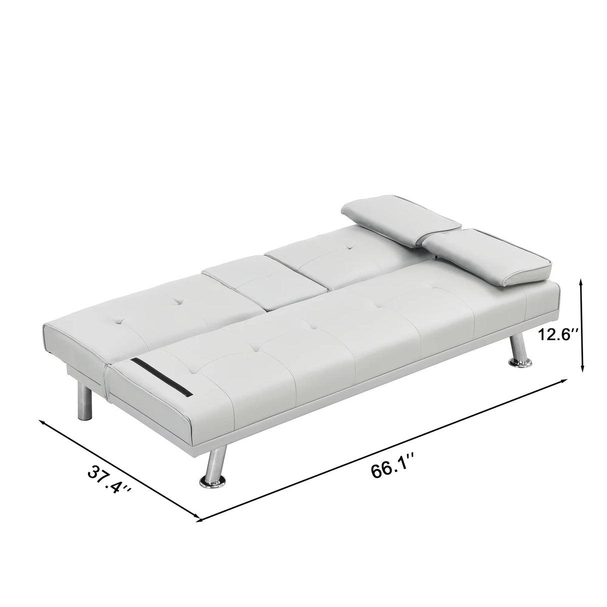 Sleeper Sofa with Armrest and Two Cup Holders - White - Furniture Home Direct