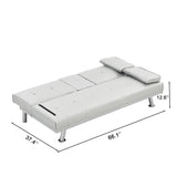 Sleeper Sofa with Armrest and Two Cup Holders - White - Furniture Home Direct