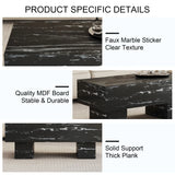 Coffee Table Modern Marble Texture With Block Base Black - Furniture Home Direct