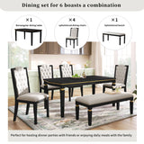 Dining Set With Tufted High Back Chairs And Bench Black - Furniture Home Direct