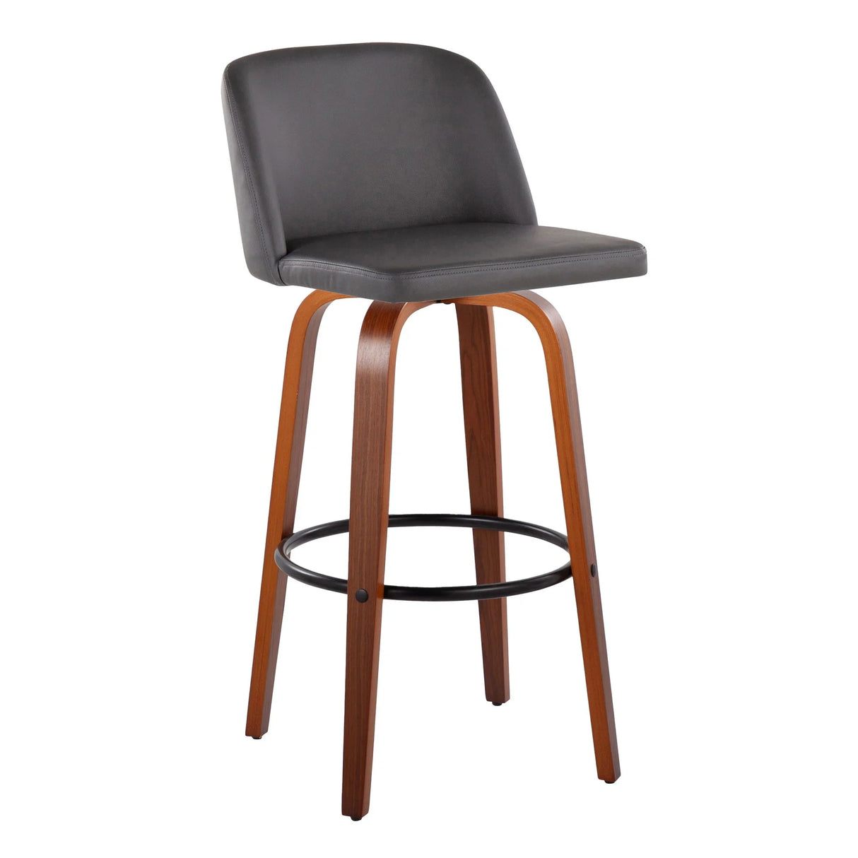 Toriano - Mid Century Modern Fixed Height Barstool Swivel And Round Footrest (Set of 2) - Furniture Home Direct
