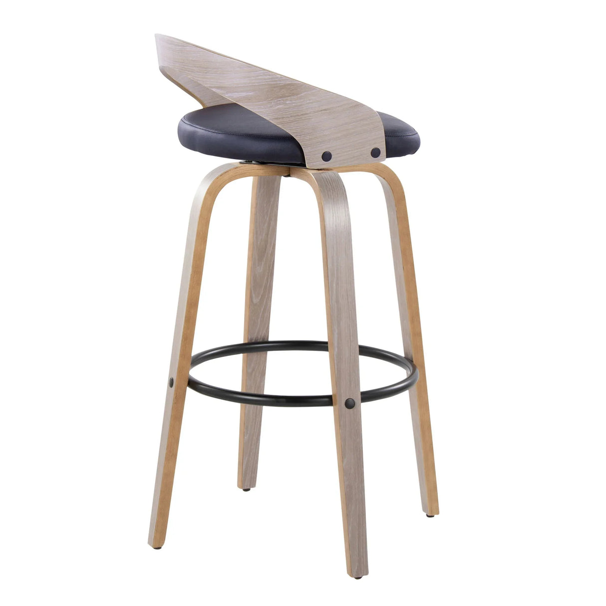 Grotto - Contemporary Fixed Height Barstool With Swivel With Round Footrest (Set of 2) - Furniture Home Direct