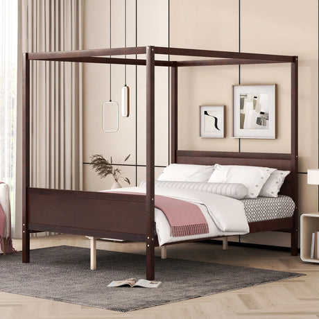 Canopy Platform Bed With Headboard And Footboard, Slat Support Leg - Furniture Home Direct