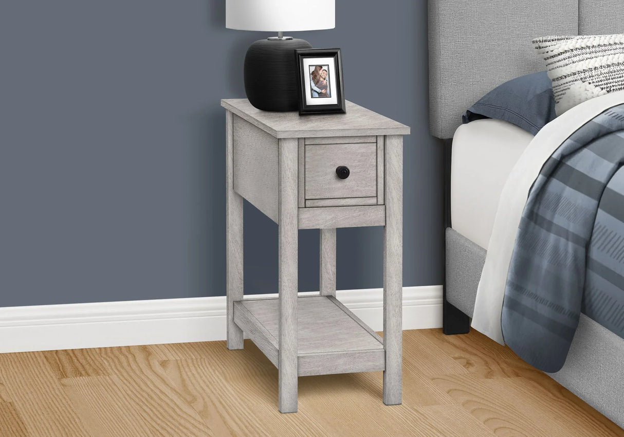 Accent End Table, 2 Tier, Narrow, Lamp, Storage Drawer, Charming Design - Furniture Home Direct