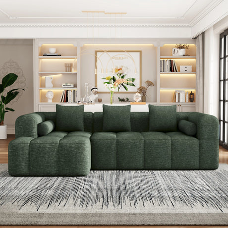 Sectional Sofa Modular Tufted Chenille Upholstery Green - Furniture Home Direct