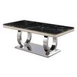 Luxury Modern Dining Table With 6 Chairs Marble Top Titanium Plated Base - Black - Furniture Home Direct