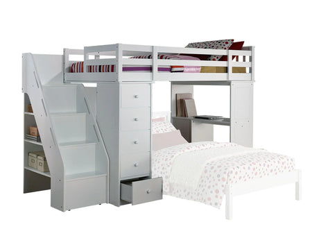 Freya - Twin Loft Bed With Storage (Not Including The Bottom Twin Bed) - White - Furniture Home Direct