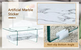 Coffee Table Glass Top Marble Base Modern Style White - Furniture Home Direct