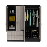 Armoire With Full Length Mirror Doors And Drawers Beige - Furniture Home Direct