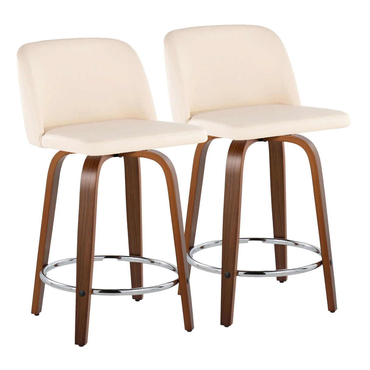 Toriano - Mid Century Modern Fixed Height Counter Stool With Swivel With Round Footrest (Set of 2) - Furniture Home Direct