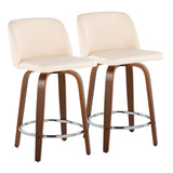Toriano - Mid Century Modern Fixed Height Counter Stool With Swivel With Round Footrest (Set of 2) - Furniture Home Direct