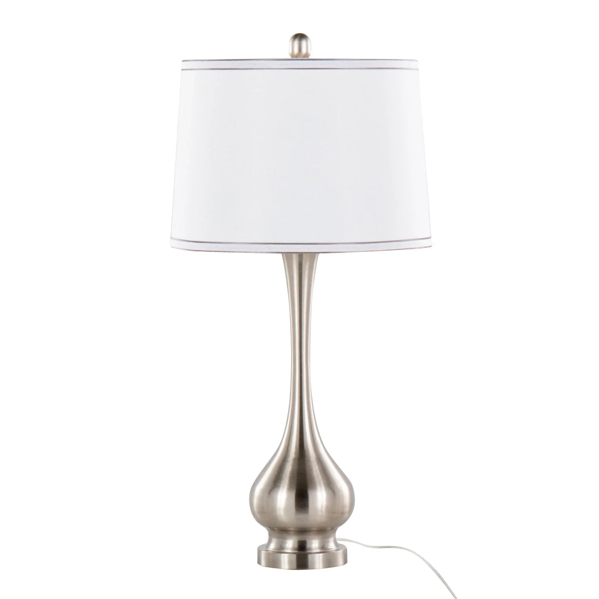 Cairo - Contemporary Table Lamp (Set of 2) - Nickel / White / Silver Trim - Furniture Home Direct