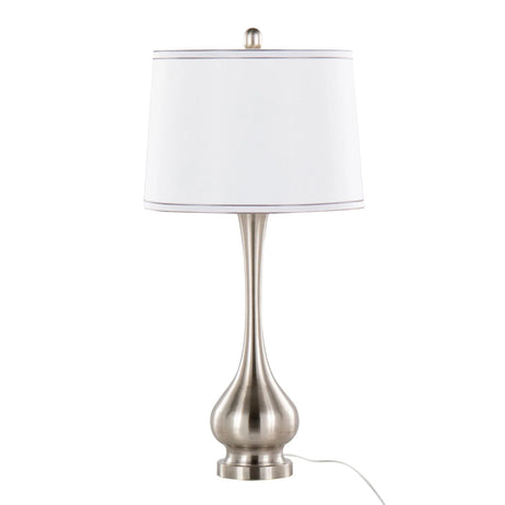 Cairo - Contemporary Table Lamp (Set of 2) - Nickel / White / Silver Trim - Furniture Home Direct