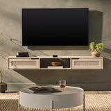 Modern Rattan Door Floating TV Stand For TVs Up To 65" - Furniture Home Direct