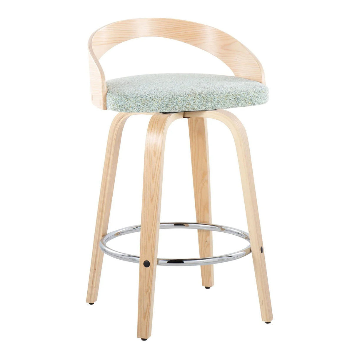 Grotto - Contemporary Fixed Height Counter Stool With Swivel With Round Footrest (Set of 2) - Furniture Home Direct
