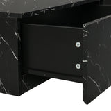 TV Stand With Faux Marble Walnut Finish Low Profile Black - Furniture Home Direct