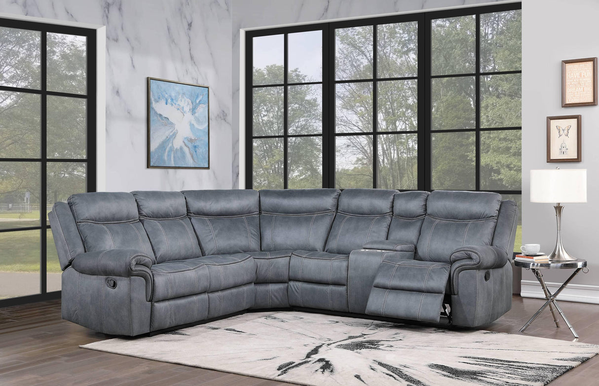 Reclining Sectional Sofa With USB Port Console Gray - Furniture Home Direct